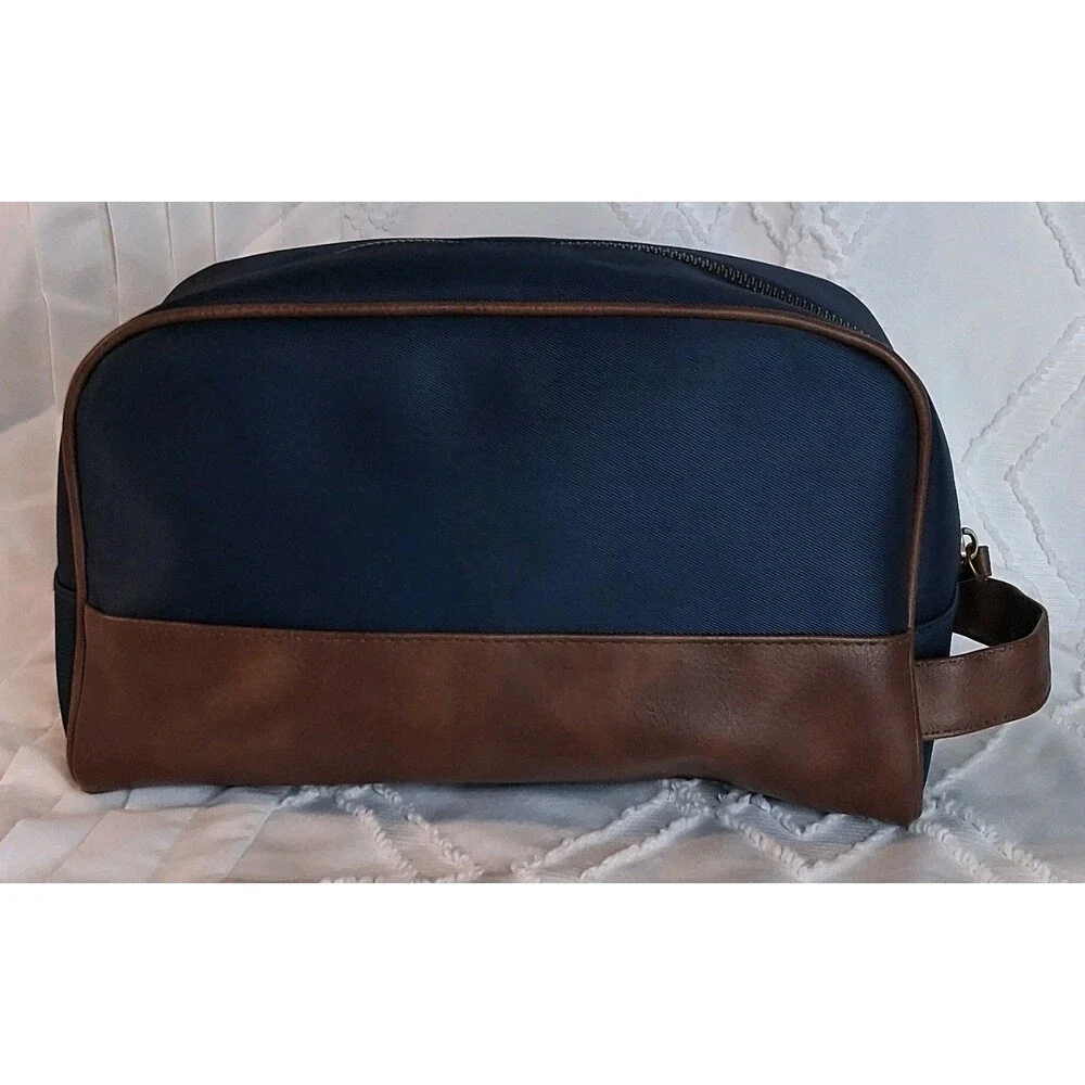 Tommy Bahama Men Blue Toiletry Shaving Travel Bag Leather Nylon Resort Vacation